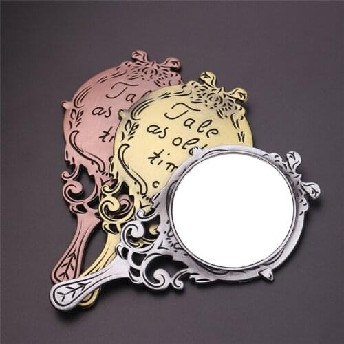 Mini Portable Vintage Mirror Handhold Makeup Mirror Beauty Rose Cosmetic Hand Held Mirror With Handle For Women and Men