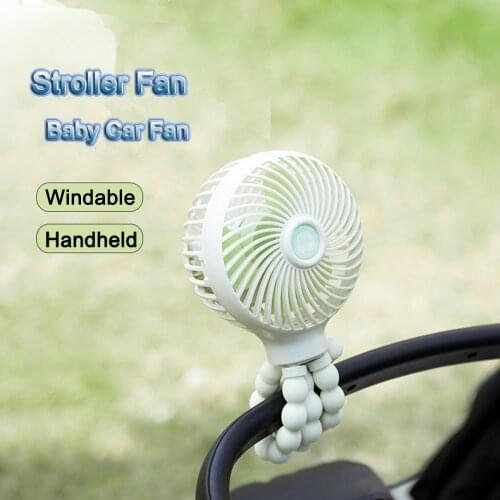 Baby Stroller Dedicated Mini Fan USB Small Portable Rechargeable Silent Handheld Desktop Children Bed Octopus Electric Fans
