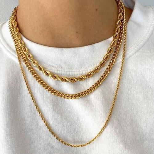 Minimalist Metal Gold Color Thick Twisted Chain Choker Necklace for Women Fashion Geometric Rope Chain Thick necklace 2021 New