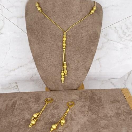 Conjuntos de joias de ouro etíopes, colar com pingente de moeda árabe, brinco, anel dubai, presentes para mulheres, conjunto de