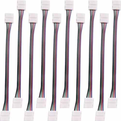 Mokungit 10pcs 10mm Wide RGB LED Strip Light Connector Adapter 4Pin Connector for 3528 5050 RGB Led Strip Light, No Need Welding