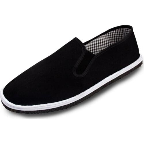 Mens Chinese Traditional Shoes Ace Martial Arts Bruce Lee Tai Chi Kung Fu Beijing Black rubber Sole Cloth Shoes 35-44