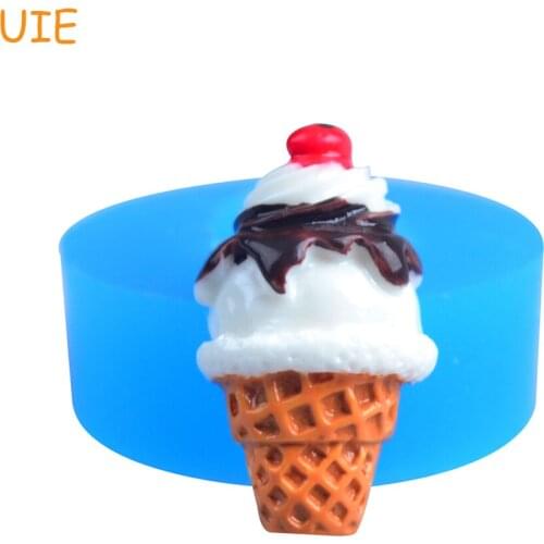 XYL021U 25.9mm Ice Cream Sundae Flexible Silicone Mold with Cherry Miniature Food Sweets Charms (Clay, Resin)