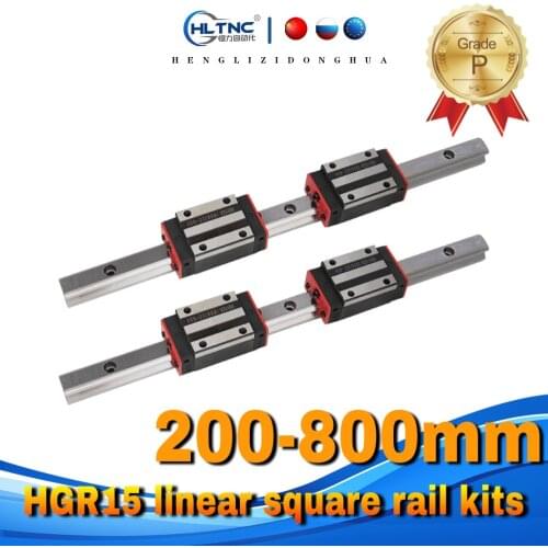 EU warehouse CNC guide 2 pcs HGR15 linear square rail 200-800mm+ 4pcs blocks slides carriages HGH15CA or HGW15CC for CNC parts