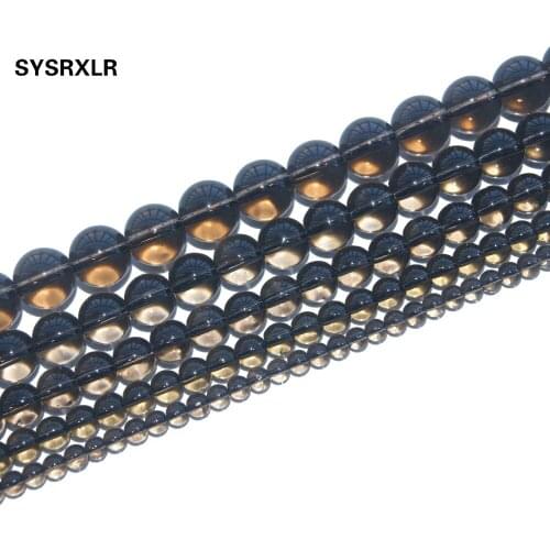 Natural Stone Synthesis Smooth Smoky Quartzs Loose Beads For Jewelry Making DIY Bracelet Necklace 4/6/8/10/12 MM