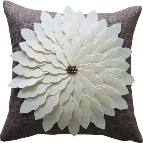42x42cm embroidered flower cushion cover plain blue/brown/linen color cotton linen pillowcase decorative pillow cover backrest