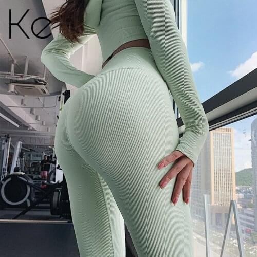 KE 21 Autumn Yoga Pants Womens Stretch Outer Wear High Waist Hip-up Fitness Pants Net Red Running Quick-drying Sports Tight Pan