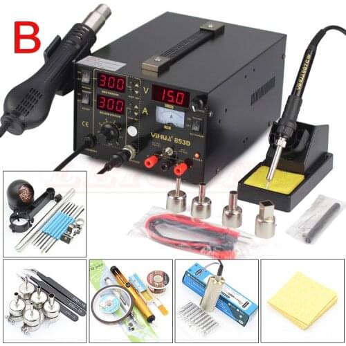 YIHUA 853D 3 In 1 Soldering Iron + Power Supply + Soldering Station With DC 1A Power