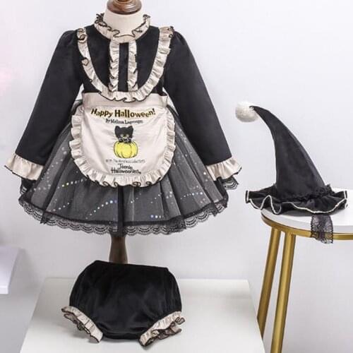 Baby girl vintage Spanish lolita princess dress kids court style lace stitching birthday party ball gown dress