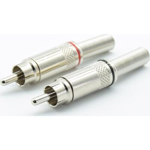 2pcs/lot Gold plated wiring male RCA plug weld RCA connector for AV audio video connector plug red black