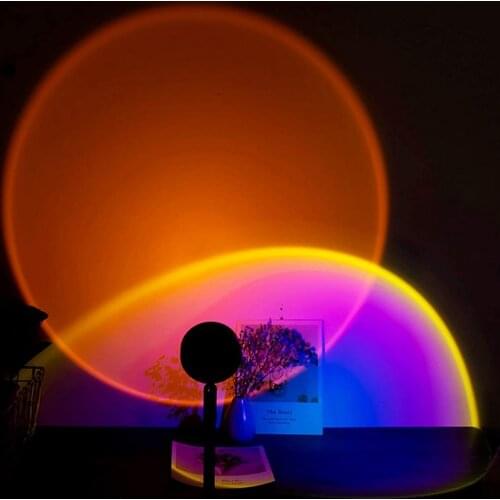 Sunset Rainbow Projector Night Lights Usb Led Table Lamp Projection Led Lamps Bedroom Coffee Wall Decoration Atmosphere Light