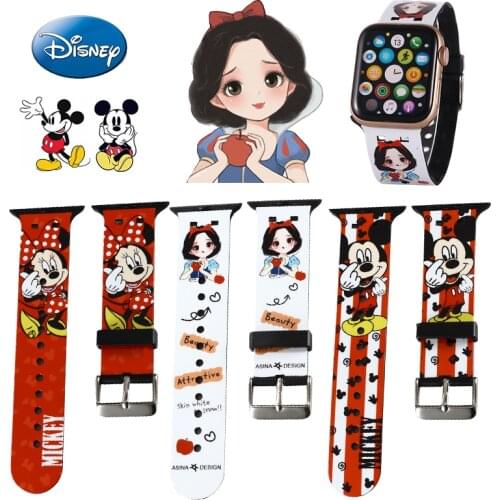 Disney Mickey Snow White Strap for Apple Watch Band 44/40 42/38mm for Iwatch Bracelet Serie 6 Se 5 4 3 2 1 Watchband Accessories