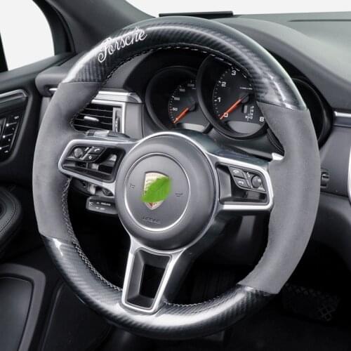 DIY Alcantara Hand Sewing Car Steering Wheel Cover For Porsche Panamera Macan Cayenne 718 Grip Cover car accessories
