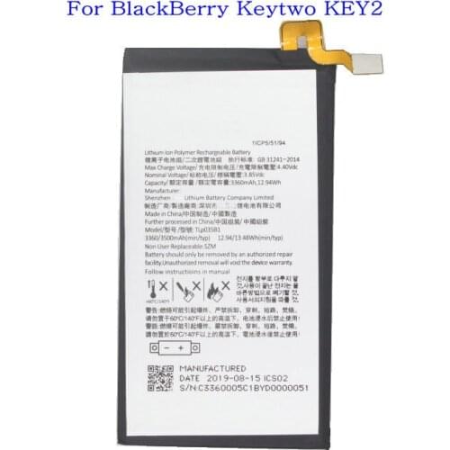 1x 3360mAh / 12.94Wh TLp035B1 Replacement Battery For BlackBerry Keytwo KEY2 Batteries