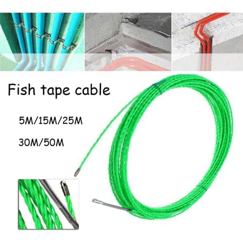 4mm 5m/15m/25m/30m/50m Fiberglass Cable Push Pullers Duct Snake Rodder Fish Tape Wire Pom Fish Draw Tape Electrical Cable Puller