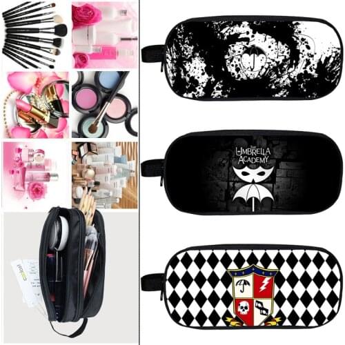 3D Print Umbrella Academy Cosmetic Bag Women Pencil Case Storage Cartoon Kids School Supplies Stationery Zipper Make Up Pouch