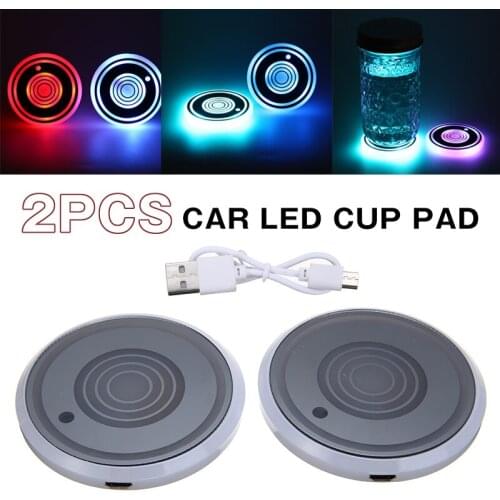 Universal Car Cup Holder RGB Light Mat LED Cup Non-slip Pad Atmosphere Lamp Auto Drink Coaster Interior Decoration Accessories