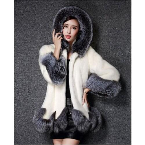 Urumbassa women fashion slin Fall/winter warmed S-4XL plus size faux fur coat Chic elegant white topcoat