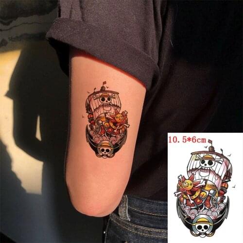 Waterproof Temporary Tattoo Sticker Cartoons Anime Pirate Ship Body Art Fake Tattos Flash Tatoos Hand Wrist Ankle for Men Women