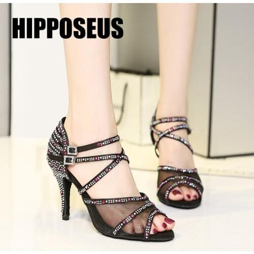 Women Ballroom Dance Shoes Girls Latin Tango Modern Dance Shoes Professional Salsa Ladies High Heel Soft Dancing Shoes Black Red