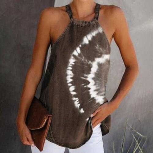 Womens Sexy Undershirt Tie-dye Straps Sleeveless Small Suspenders Summer Blouse 2021 New Fashion Clothes Blusa Feminina Tops