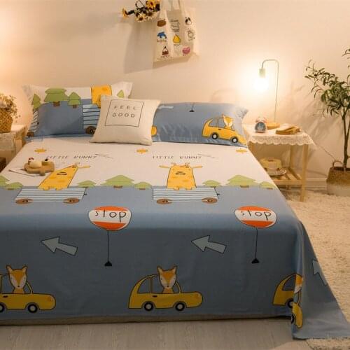 1pc Birds Floral Design Sheet Pure Cotton Bed Cover Eco-Printing Bed Flat Sheets Twin Full Queen King Without Pillowcases