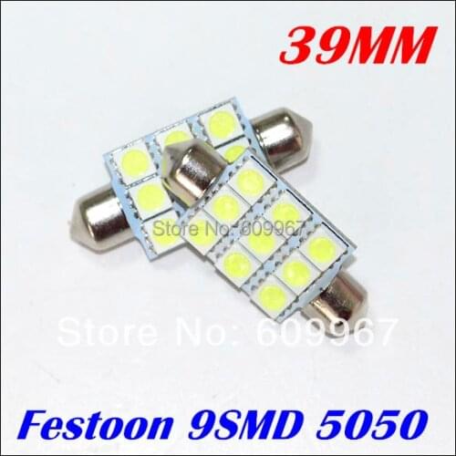 10X festoon LED 36mm 39mm 42mm 5050 smd C5W led festoon light 9SMD LED Festoon Interior LED Dome Light Lamp Bulb For Car