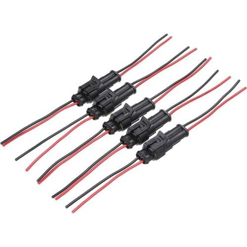5 Pairs 2-Pin Way Car Waterproof Electrical Connector Plug Male Female Connectors With 10cm Wire For Truck Caravan Marine