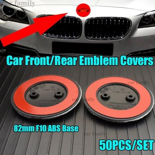 50pcs Blue White Car Hood Racing Grills 82mm For F10 Car Accesoory ABS Front Bonnet Emblem Auto Head Label Cover Logo