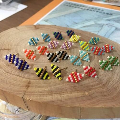 77 Tiny Multicolor Ethnic seed-beads Handmade Beaded Earrings For Women Accessories Bohemia Geometric Earrings Fashion Jewelry