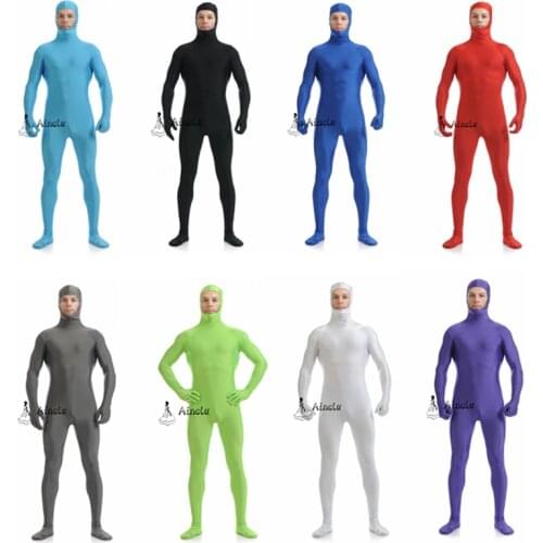 Ainclu Fress Shipping Open Face Zentai Cat Suit Green Black White Cosplay Zentai Spandex Kids Adult Halloween Party Suit