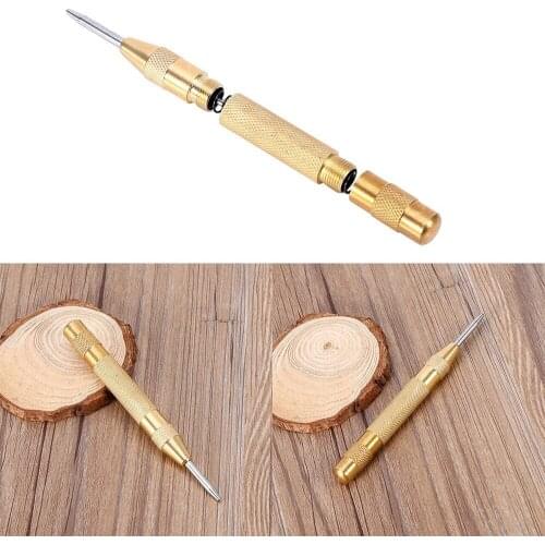 5 Inch Automatic Center Punch Tool Self Centering Hole Punch Tool with HSS Tip Spring Loaded Brass Body for Metal or Wood