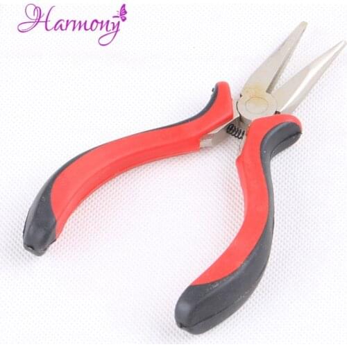 Freeshipping 1pcs Black & Red Hair Plier Straight Head Without Teeth Hair Extensions Pliers For Micro Rings Beads High Quality