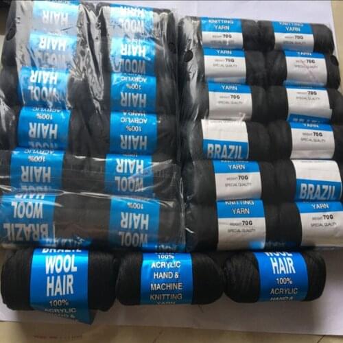 Free Shipping 14Bundles 70g Per Bundle Brazilian Wool Hair Low Temprature Flame Retardant Synthetic Fiber for Braiding