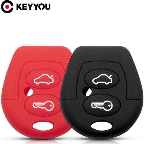 KEYYOU Key Rings For For VW Polo Golf Jetta Bora Sharan For Seat Ibiza Leon 2 Buttons Silicone Key Case Car Key Skin Jacket