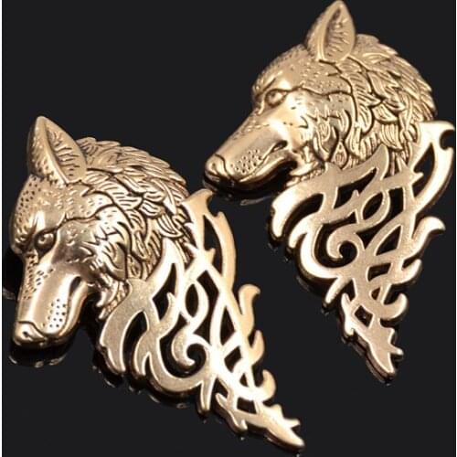 Fashion lychee 2pcs Fashion Vintage Silver Wolf King Head Pin Brooch Men Breastpin Wedding Party Jewelry