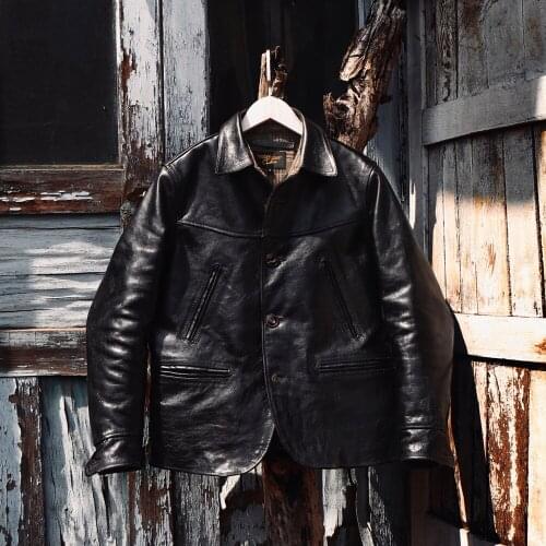 CDJ-82 Asian Size Super Top Quality Heavy Genuine Japan Horse Leather Slim Classic Horsehide Stylish Switchyard Jacket