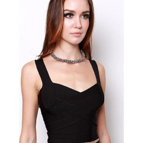 Black Short Crop Strappy High Quality Sexy 2020 Womens Girl Party Bandage Top