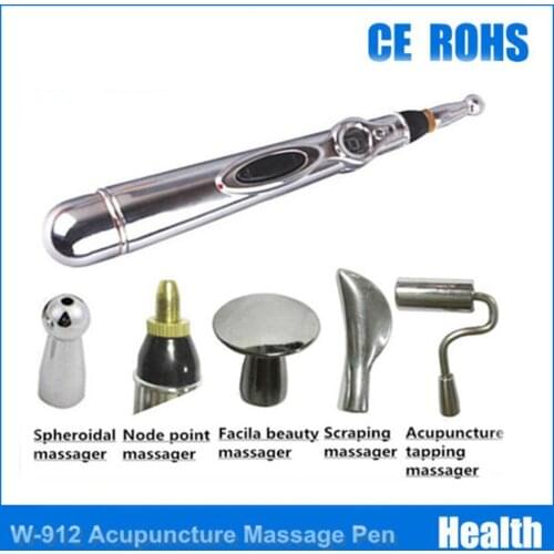 Electronic Accupuncture Massage Pen with 5 Massage Head Meridians Laser Energy Point Pen Massager Pain Relief Massage Tool