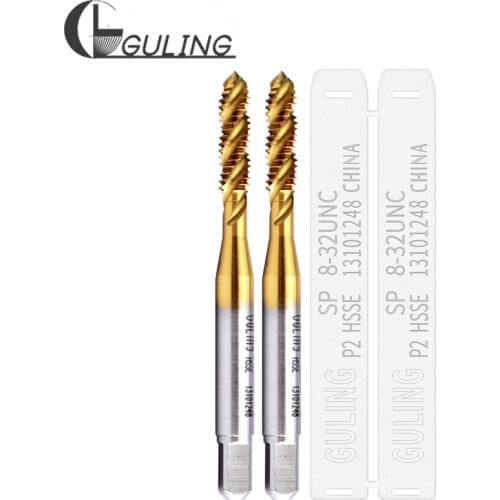 10PCS HSSE With Tin Sprial Fluted tap UNC 1-64 2-56 3-48 4-40 5-40 6-32 8-32 10-24 12-24 1/4 5/16 3/8 Machine Screw Thread taps