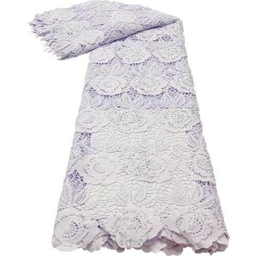 French Pure White Cord Guipure Lace Fabric 2020 High Quality Nigerian Water Soluble Milk Silk Mesh Lace African Lace Fabric Sew