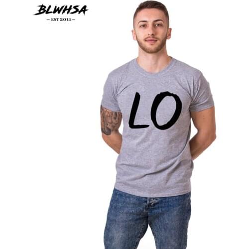 BLWHSA Couple T Shirt For Lovers Letter Love Print Tops Fashion Cotton Short Sleeve Couple Men T-Shirts Clothing Boyfriend Gift