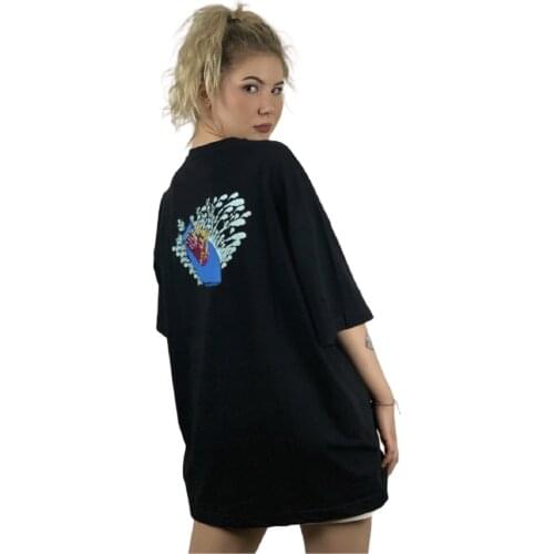 Lazy Brother High Quality Black Oversize Embroidered and Printed T-shirt "Stay Awake" (Women)