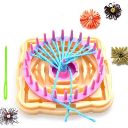 Hand Knitting Tools Daisy Square Knitting Machine Weave Set Wool Yarn Needle Knit Flower Net Square Weaver DIY Handmade Craft