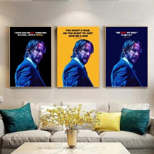 Movie Posters John Wick Canvas Painting Figure Inspirational Wall Art Posters Prints Wall Pictures for Living Room Cuadros Decor
