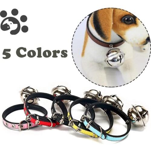 Leather Dog Cat Collar with Bell Small Large Dogs Collar Necklace Adjusable Durable Puppy Kitten Soft Collars Chihuahua MP0059