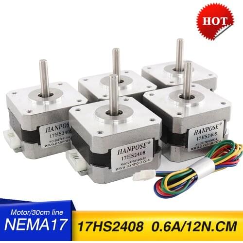 Best price and quality 5pcs 42 motor 17HS2408 2 phase 4 lead Nema17 stepper motor 42BYGH 0.6A for 3D printer and CNC milling