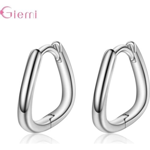 Trendy Simple 925 Sterling Silver Small Triangle Pendant Geometry Hoop Earrings For Women Girl Geometric Jewelry Gifts