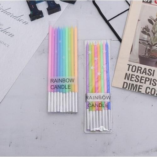 Safe Flames Dessert Decoration Colorful Flame Rainbow Candle Birthday Party Supplies Wedding Cake Candles