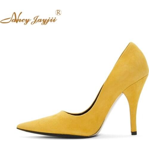 Nancyjayjii Classic Yellow Womens Spring Autumn Pointed Toe Pumps Thin High Stilettos Heels Slip On Dress Work Lady Shoes Size 8